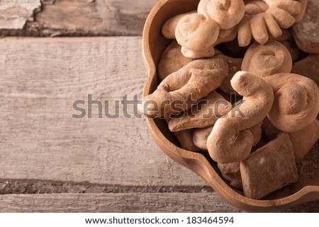 Cookies at wooden background