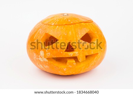 Glowing Halloween Pumpkin isolated on white background