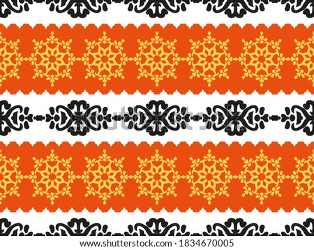 Seamless vector pattern with ethnic ornament. Design for textiles with oriental motives. Background for printing on fabrics or paper.