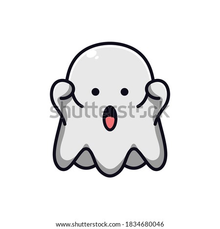 Ghost flat cartoon icon vector illustration logo template for many purpose.