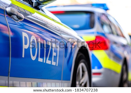 typical police vehicle in germany - translation: police Royalty-Free Stock Photo #1834707238
