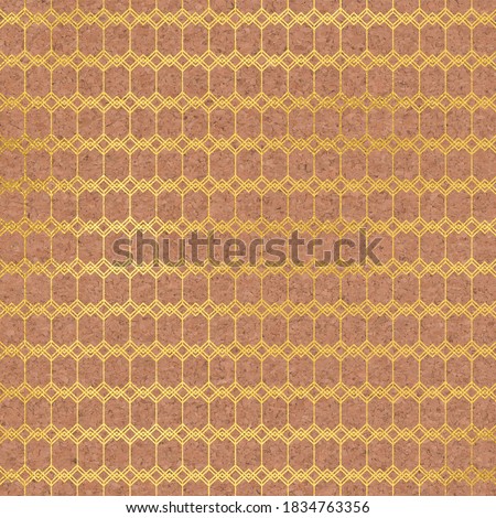 Metallic Gold Pattern on Brown Cork Background Texture