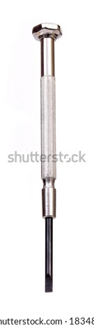 Hand tools for repair and installation: slotted screwdriver on white background