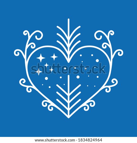 Illustration winter love blue and white logo design template vector 