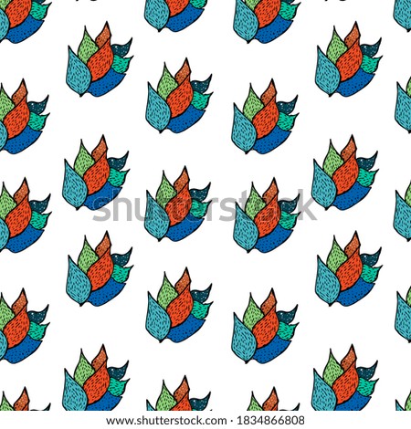 seamless colorful floral pattern. Blue orange and green color. Chaotic. Print. Wallpaper. Textile for producing bags. Ornament, fabric 