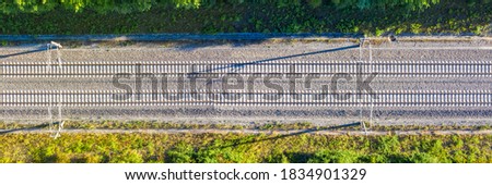 Railway track tracks line railroad train rail aerial photo panoramic view travel