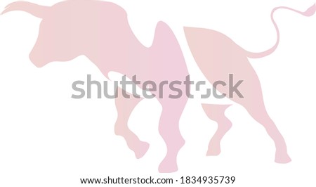 Gradient light pink bull logo. Symbol of 2021. New year 2021.