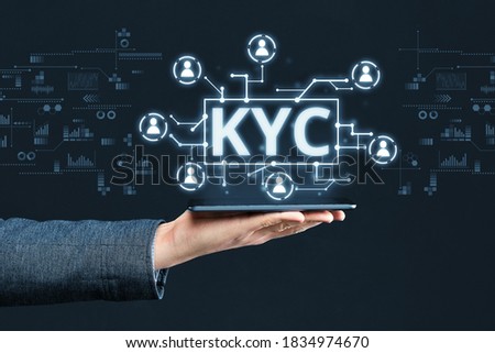 Abstract digital display with concept image KYC. Royalty-Free Stock Photo #1834974670