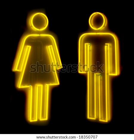Neon sign for male and female toilets
