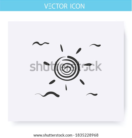Clear sky icon. Hand drawn sketch. Clear weather. Sunny day. Sunshine. Summer day. Weather forecast concept. Meteorology sign. Isolated vector illustration