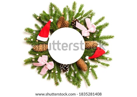 Christmas frame made of fir branches for your text.