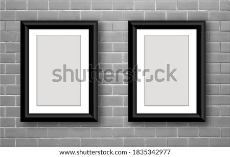 Mockup picture frame and wall texture, posters empty design advertising marketing business.