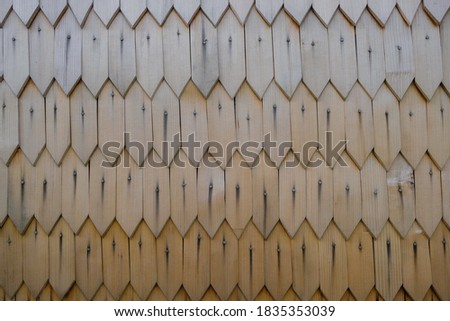 Wooden shingle also known as gont in Ukraine. Copy space.