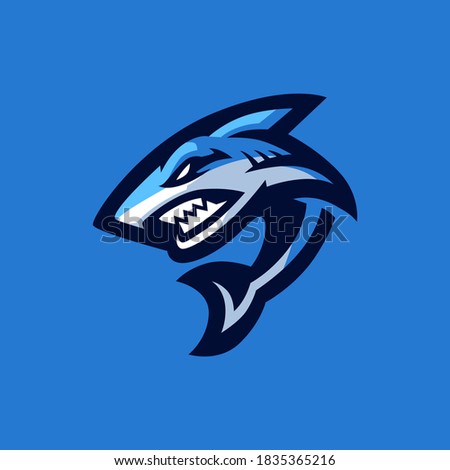 Blue shark sport mascot logo design