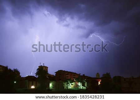 lightning storm during a winter night
