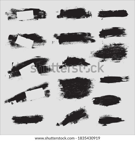 Vector black paint brush spots, space for text.  brushstrokes, smudge abstract.