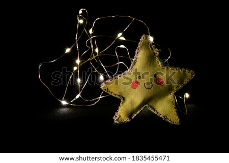 Fabric star and led spotlights