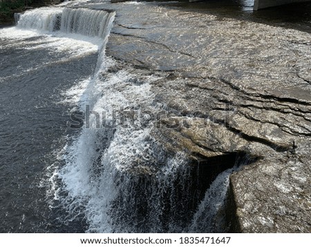 Clear fresh water summer waterfall 