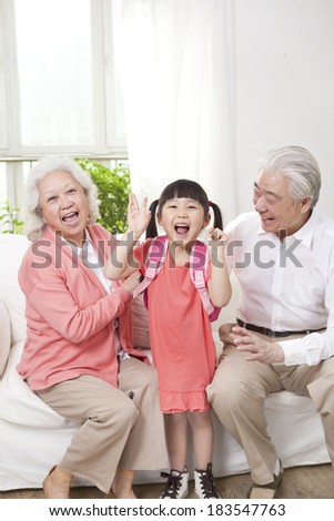 Senior couple with granddaughter 	
