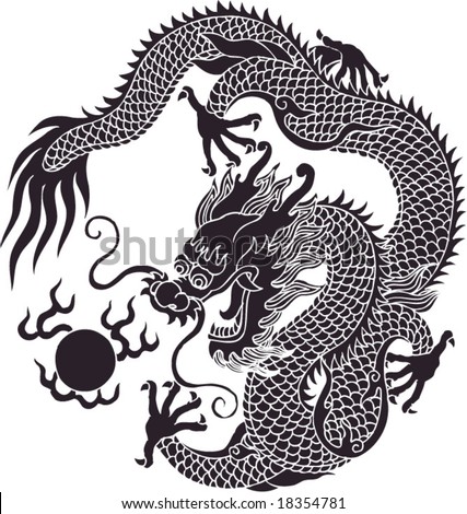 Vector of Ancient Traditional Chinese Artistic Dragon Pattern