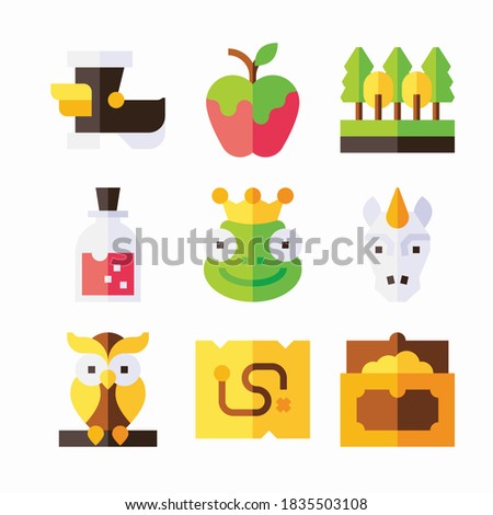 Icon Set Fairy Tale for different seasons Color