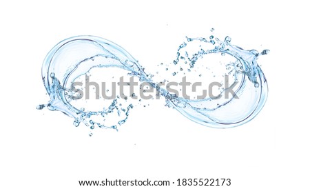 Water splash infinity is the shape symbol. isolated on white with clipping paths