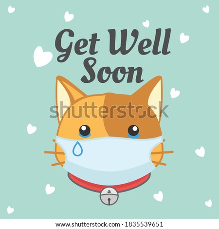 cute cat vector design illustration saying get well soon
