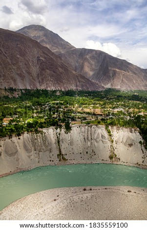 Aerial landscape photography of skardu  , northern areas of gilgit baltistan pakistan