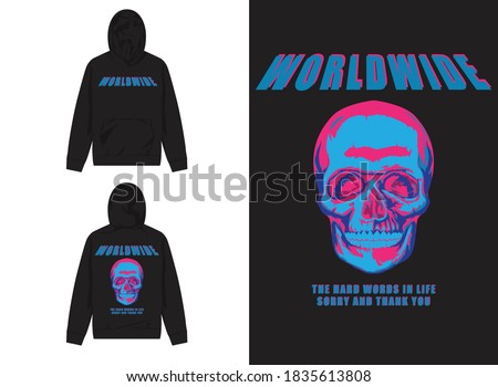 Vaporwave Streetwear Hoodie 
Skull, Worldwide