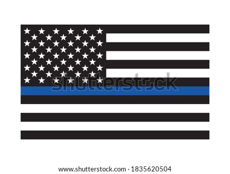 Thin blue line American flag / US flag vector icon for websites and print