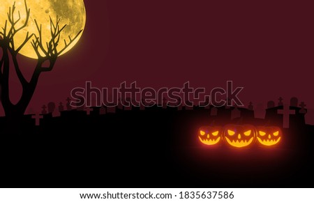 Halloween pumpkin cemetery red 3d illustration background