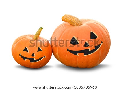 Funny Halloween Pumpkins, funny Jack O'Lantern isolated on white background