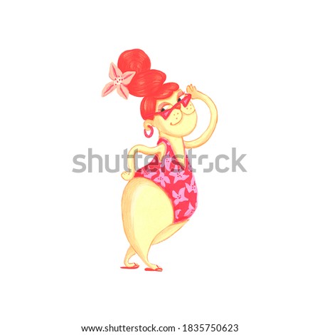 Lioness in a bathing suit with glasses