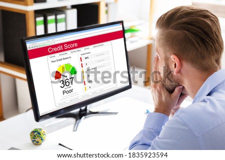 Poor Online Credit Score Rating On Computer Royalty-Free Stock Photo #1835923594