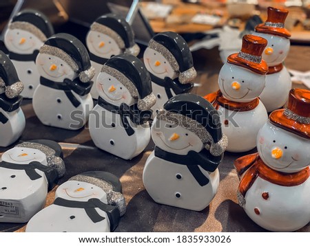 Set of vintage style christmas decorations at Tokyo christmas market. 