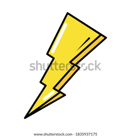 thunderbolt power pop art comic style, flat icon vector illustration