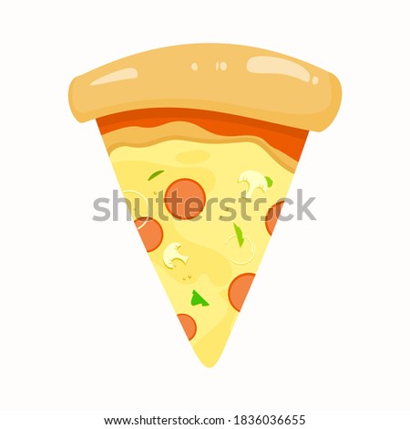Delicious cartoon style pizza clip art image vector eps format. Best for Logo, Brochure, Print, Sticker, Restaurant Menu Book, Design Element, Banner, Icon, etc.