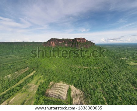 Aerial view or bird eye view of mountain.Drone shot flying
