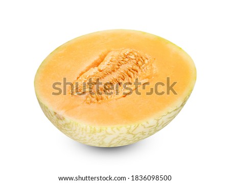 Orange cantaloupe melon fruit sliced isolated on white background ,include clipping path