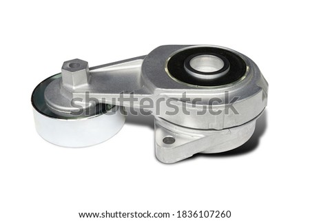 Belt Tension Pulley of car engine in white background for auto part Royalty-Free Stock Photo #1836107260