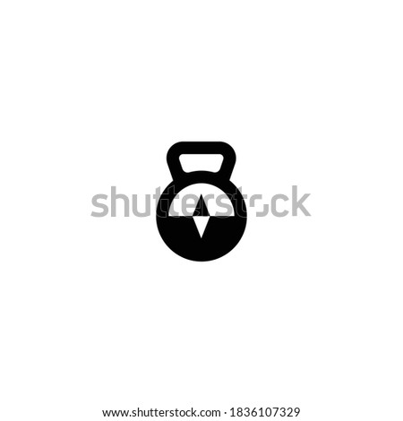 Kettle bell with compass logo icon sign design concept. Vector template
