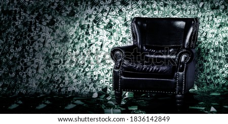 luxuary leather sofa seat on money in rich concept for background