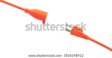 orange extension cord isolated on white background Royalty-Free Stock Photo #1836148912