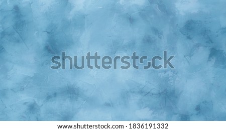 Abstract Grunge light blue stucco Background. Decorative artistic Wall room Close up. Rough Surface plaster Texture With Copy Space for design.