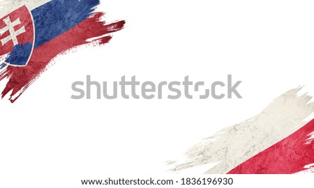 Flags of Slovakia and Poland on white background
