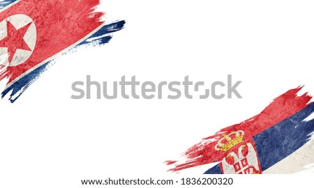 Flags of North Korea and Serbia on white background
