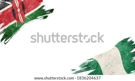 Flags of Kenya and Nigeria on white background
