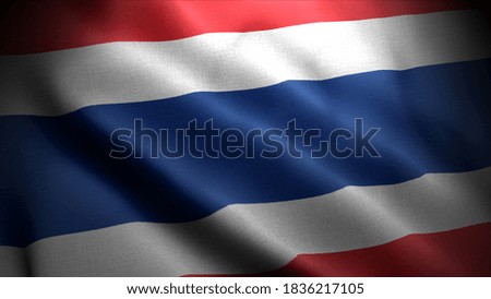 Close up waving flag of Thailand. Flag symbols of Thailand.