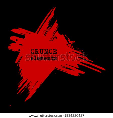 vector splats splashes and blobs of red ink paint in different shapes drips isolated on black