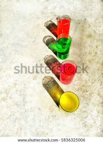 glasses with colouring water stock photo